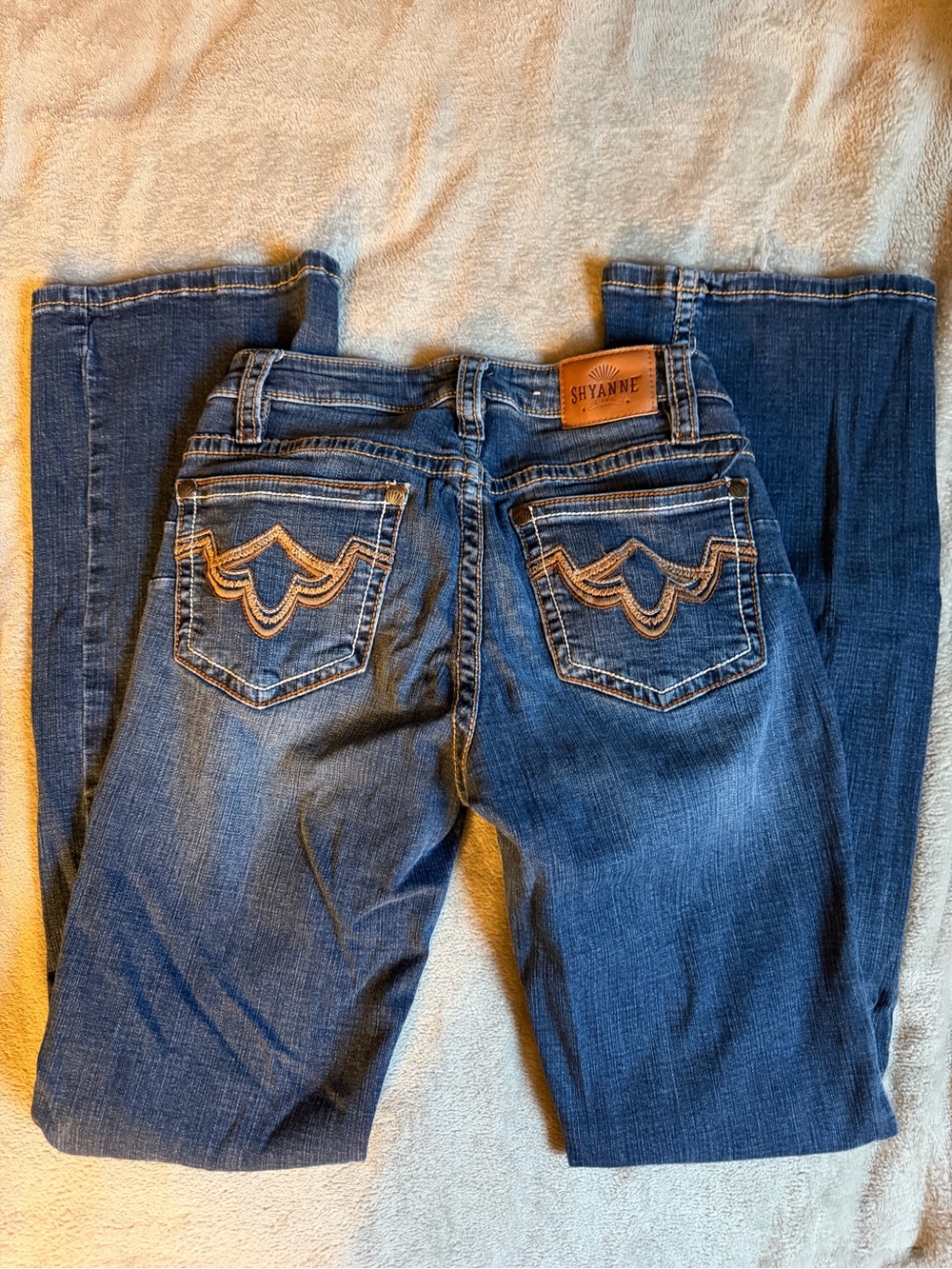 Shyanne Women's Blue Bootcut Jeans with Embroidered Back Pockets